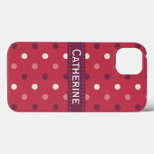 Coques Case-Mate iPhone Motif à points polka rose et blanc (Verso (horizontal))