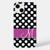 Coques Case-Mate iPhone Motif à points rose et noir avec Monogramme (Verso)