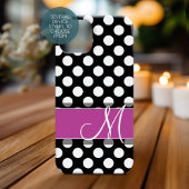 Coques Case-Mate iPhone Motif à points rose et noir avec Monogramme