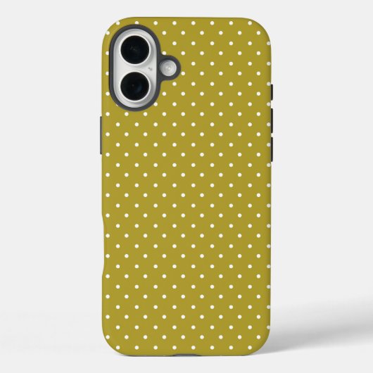 Coques Case-Mate iPhone Motif à pois blancs jaune moutarde (Verso)