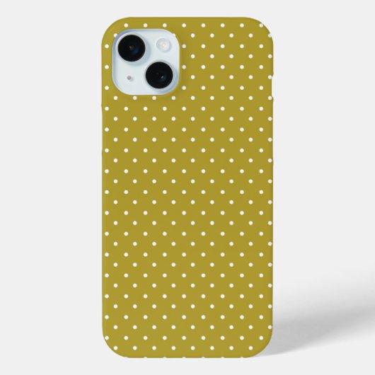 Coques Case-Mate iPhone Motif à pois blancs jaune moutarde (Verso)