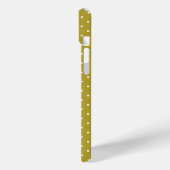 Coques Case-Mate iPhone Motif à pois blancs jaune moutarde (Verso / Gauche)