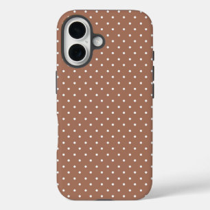 Coques iPhone 16 Motif à pois brun moyen sans couture