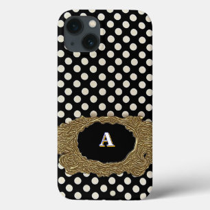 Case-Mate iPhone Case Motif à pois élégant avec un cadre en or luxe