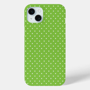 Coque iPhone 15 Mini Motif à pois lime brillant sans couture