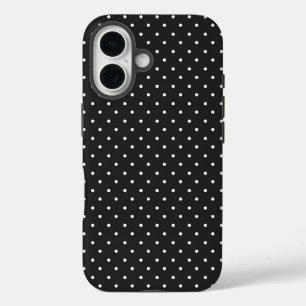 Coques iPhone 16 Motif à pois noir et blanc sans couture 