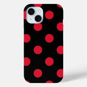 Coque Pour iPhone 15 motif à pois rouges