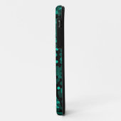 Coques Case-Mate iPhone Motif à pois vert turquoise sur noir (Dos/Gauche)