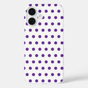 Coques iPhone 16 Motif à pois violet lavande sur fond blanc