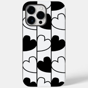 Coque Pour Pour iPhone 14 Pro Max Motif à rayures et cœurs noir et blanc