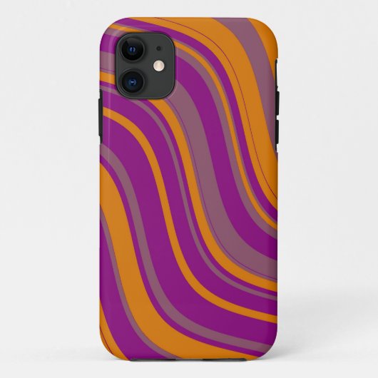 Coques Case-Mate iPhone Motif à rayures ondulées (Jaune, Violet) (Dos)
