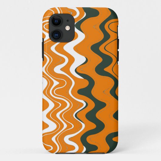 Coques Case-Mate iPhone Motif à rayures ondulées (orange, blanc, gris) (Dos)
