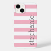 Coques Case-Mate iPhone Motif à rayures tendance avec nom - Pastel Pink (Verso)
