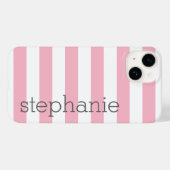 Coques Case-Mate iPhone Motif à rayures tendance avec nom - Pastel Pink (Verso (horizontal))