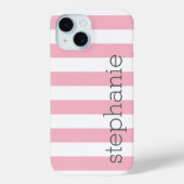 Coques Case-Mate iPhone Motif à rayures tendance avec nom - Pastel Pink (Verso)