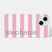 Coques Case-Mate iPhone Motif à rayures tendance avec nom - Pastel Pink (Verso (horizontal))