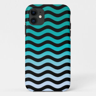 Case-Mate iPhone Case Motif à rayures turquoise ondulées
