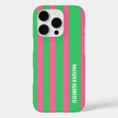 Coques Case-Mate iPhone Motif à rayures vertes et roses Personnalisé (Verso)
