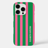 Coques Case-Mate iPhone Motif à rayures vertes et roses Personnalisé (Verso)