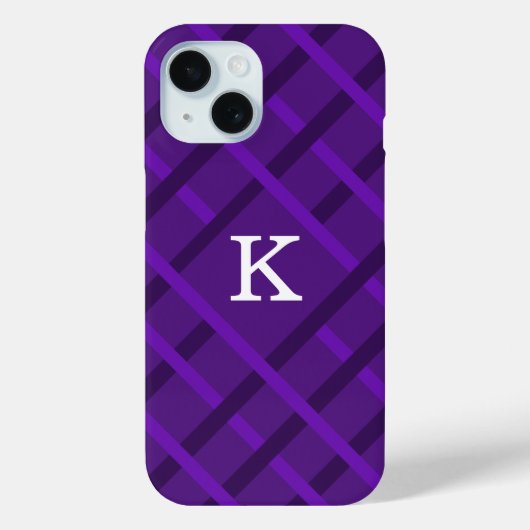 Coques Case-Mate iPhone Motif à rayures violettes avec initiale unique (Verso)