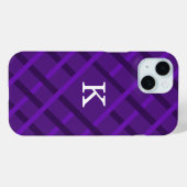 Coques Case-Mate iPhone Motif à rayures violettes avec initiale unique (Verso (horizontal))