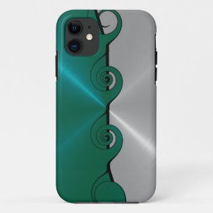 Coques Pour iPhone Motif à spirale métallique inoxydable vert argent