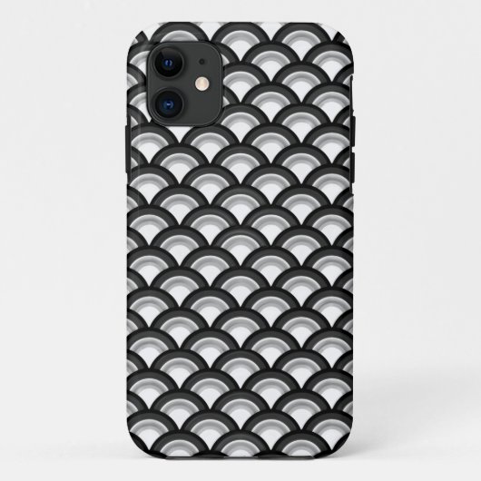 Coques Case-Mate iPhone Motif à vagues Art déco - noir et blanc (Dos)