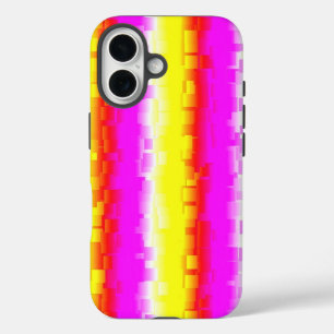 Coques iPhone 16 motif abstrait arc-en-ciel rose jaune