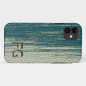 Coques Case-Mate iPhone Motif Abstrait bleu Turquoise monogramme (Dos (Horizontal))
