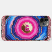 Coques Case-Mate iPhone Motif Abstrait d'Agate Vibrant avec Paillettes (Dos (Horizontal))