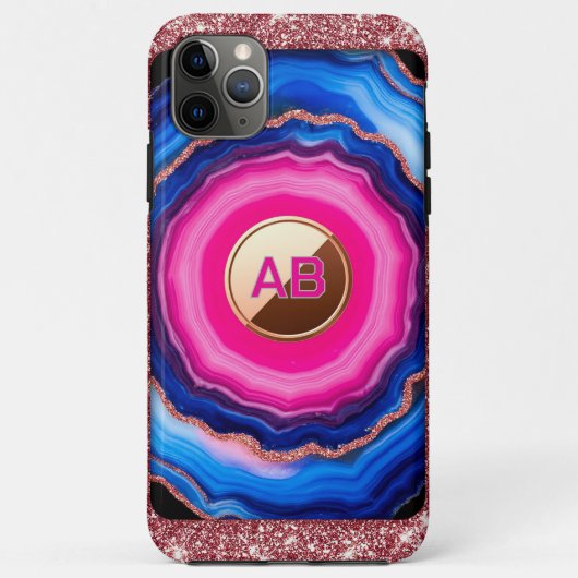 Coques Case-Mate iPhone Motif Abstrait d'Agate Vibrant avec Paillettes (Dos)