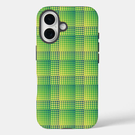 Coques Case-Mate iPhone Motif Abstrait Damier Vert Bleu (Verso)