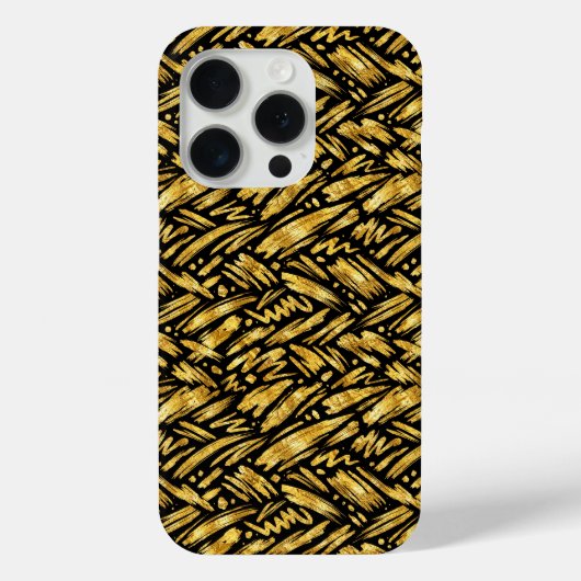 Coques Case-Mate iPhone Motif abstrait de feuille d'or (Verso)
