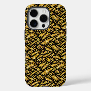 Coques iPhone 16 Pro Motif abstrait de feuille d'or