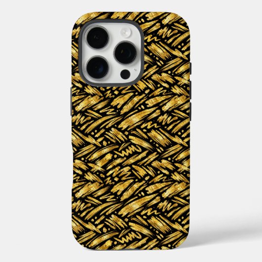 Coques Case-Mate iPhone Motif abstrait de feuille d'or (Verso)