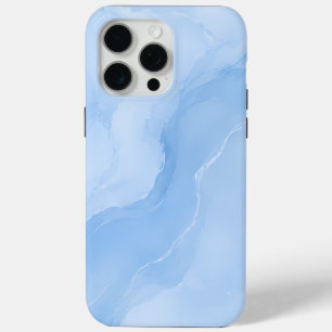 Coque iPhone 15 Pro Max Motif Abstrait de Marbre Bleu Clair