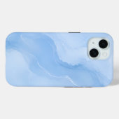 Coques Case-Mate iPhone Motif Abstrait de Marbre Bleu Clair (Verso (horizontal))