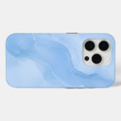Coques Case-Mate iPhone Motif Abstrait de Marbre Bleu Clair (Verso (horizontal))