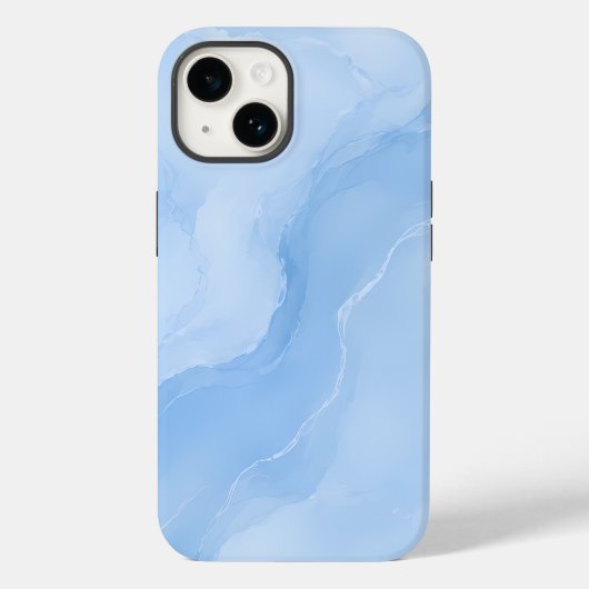 Coques Case-Mate iPhone Motif Abstrait de Marbre Bleu Clair (Verso)