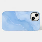 Coques Case-Mate iPhone Motif Abstrait de Marbre Bleu Clair (Verso (horizontal))