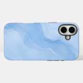 Coques Case-Mate iPhone Motif Abstrait de Marbre Bleu Clair (Verso (horizontal))