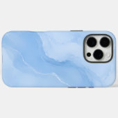 Coques Case-Mate iPhone Motif Abstrait de Marbre Bleu Clair (Verso (horizontal))