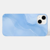 Coques Case-Mate iPhone Motif Abstrait de Marbre Bleu Doux (Verso (horizontal))