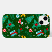Coques Case-Mate iPhone Motif Abstrait de Noël vert (Verso (horizontal))