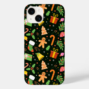 Coque Pour iPhone 14 Motif Abstrait de Noël vert foncé
