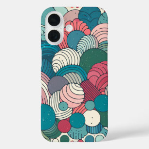 Coques iPhone 16 Motif abstrait de palette de couleur rétro turquoi