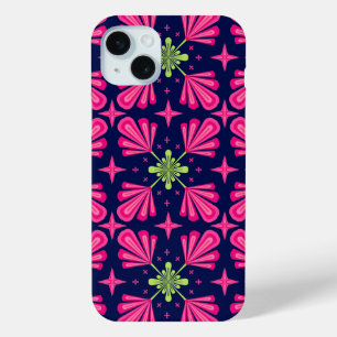 Coque iPhone 15 Mini Motif abstrait de pétales florales roses géométriq