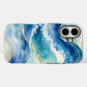 Coques Case-Mate iPhone Motif Abstrait de Vagues Océaniques à l'Aquarelle (Verso (horizontal))