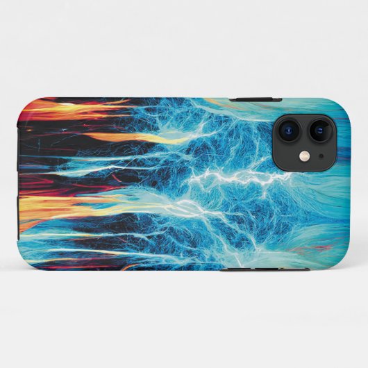 Coques Case-Mate iPhone Motif Abstrait d'énergie électrique rouge et bleu (Dos (Horizontal))