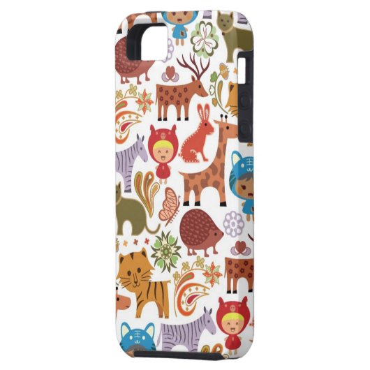 Coques Case-Mate iPhone Motif abstrait d'enfant et d'animaux (Dos gauche)